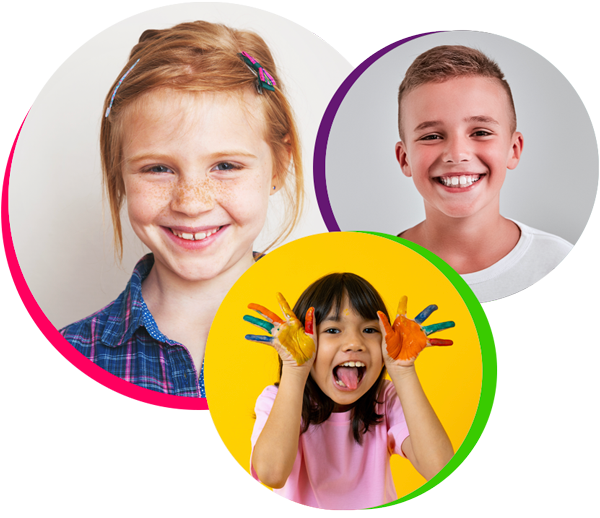 Two girls and a boy smile to show their clean teeth after receiving pediatric dentistry in Webster, TX